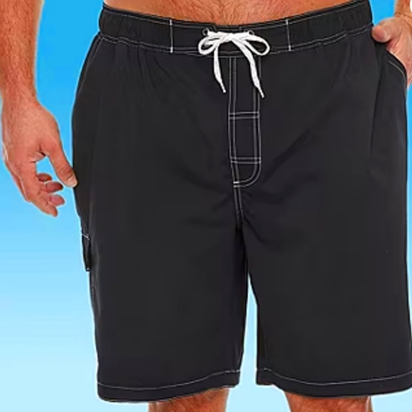 St johns bay mens big tall swim trunks black new 3XL 4XL 5x 6x new - Picture 1 of 3